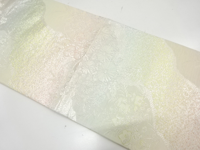 JAPANESE FUKURO OBI / WOVEN KIKU & AUTUMN FLOWERS